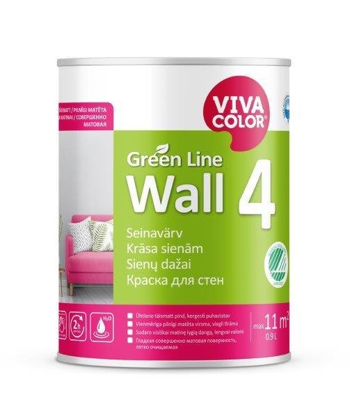 Sienų dažai VIVACOLOR GREEN LINE WALL 4, matiniai, baltos sp., A bazė, 900 ml