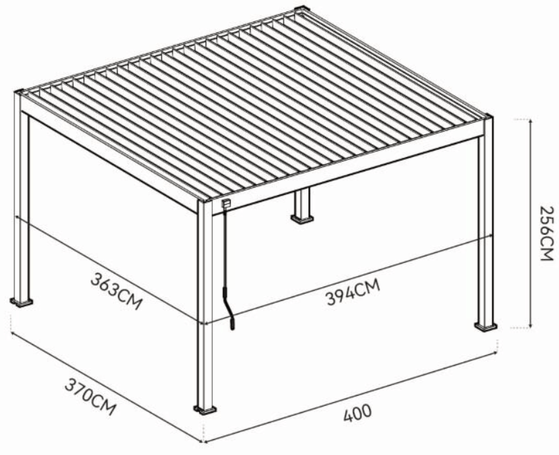 Pavėsinė Pergola DELUXE 370x400 cm, Anthracite - 5