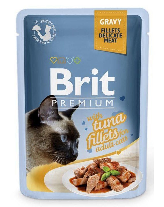 Konservuotas ėdalas katėms Brit Premium Cat Delicate Tuna in Gravy, 85 g