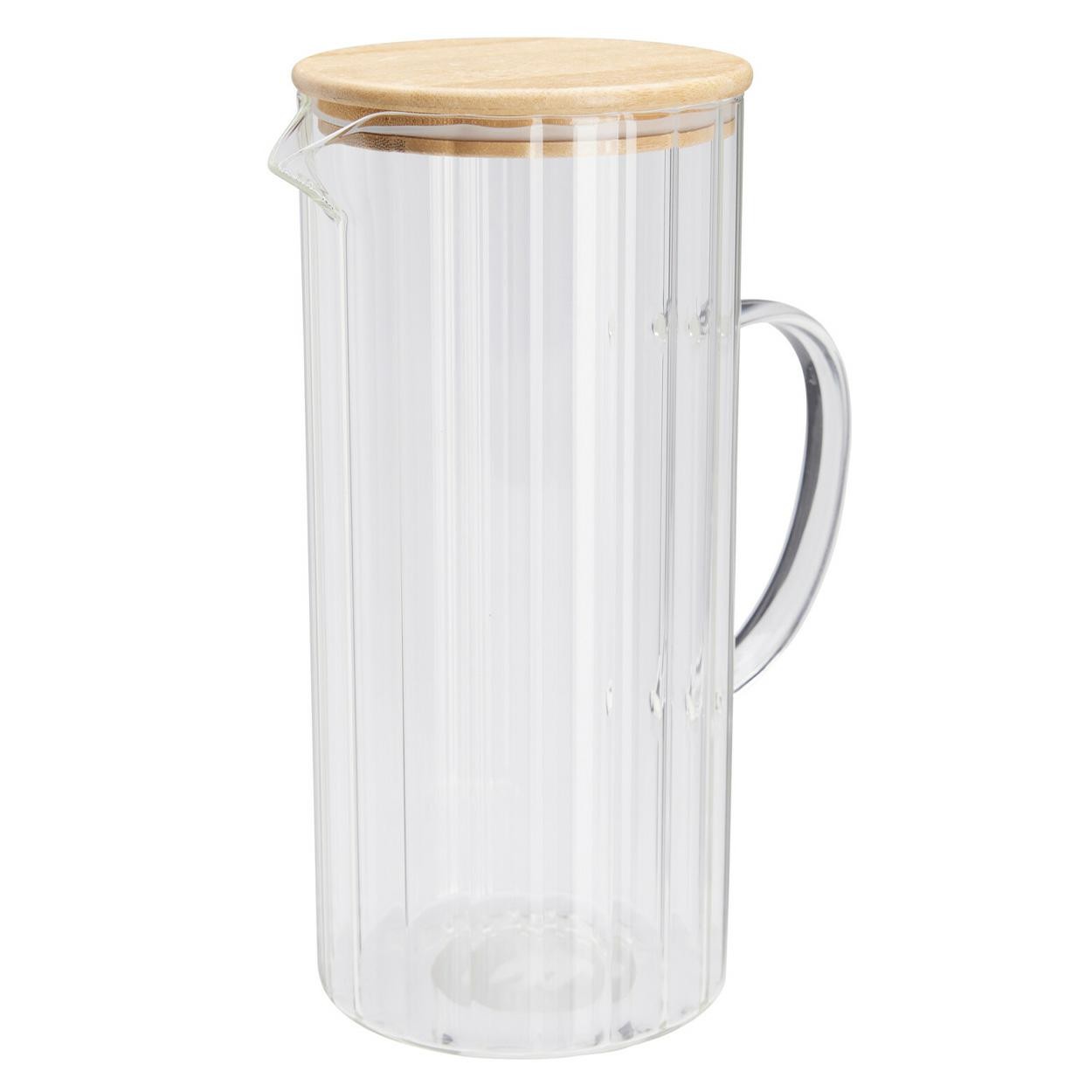 Stiklinis ąsotis su bambukiniu dangčiu, 1,4 l-0