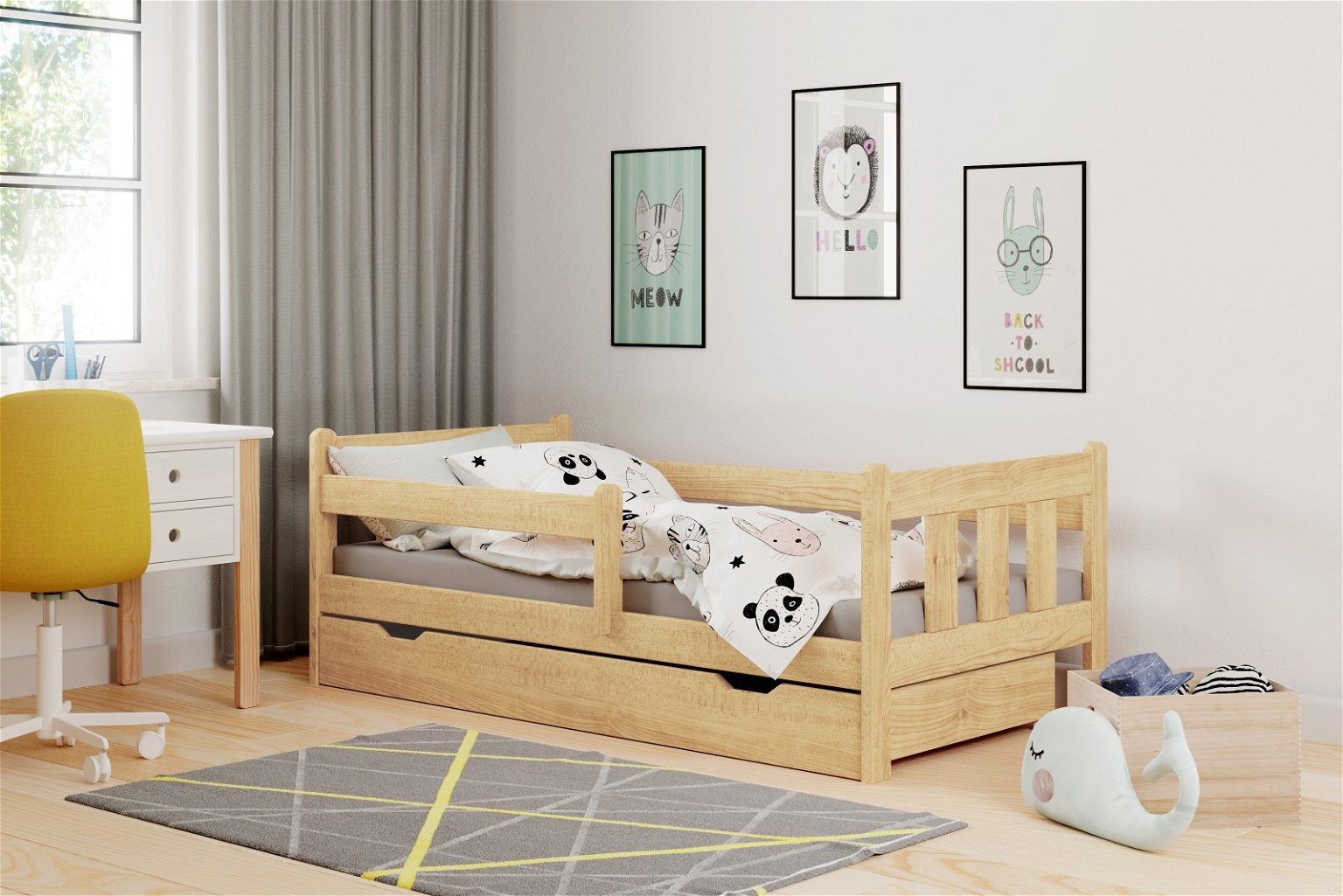 Vaikiška lova su stalčiumi MARINELLA, pušies, 164x88x60 cm