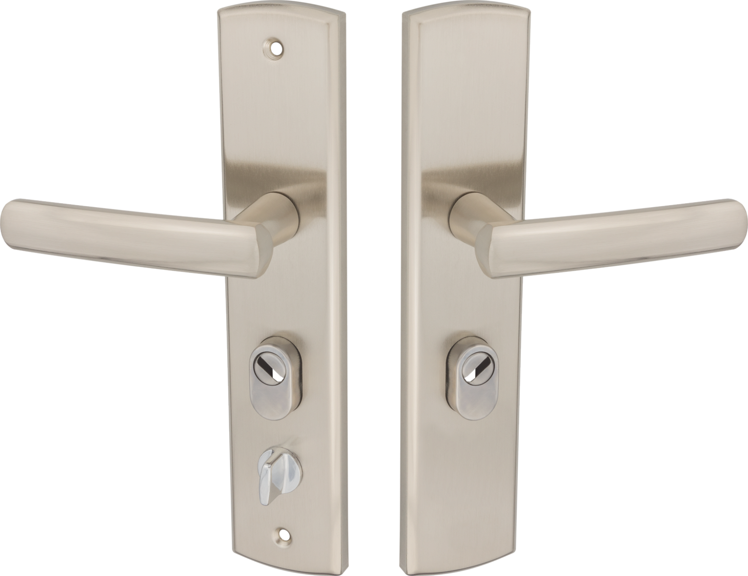 Durų rankena MUSA, įėjimo durims, kvadratinė, su dešininiu užraktu, nikelio spalvos