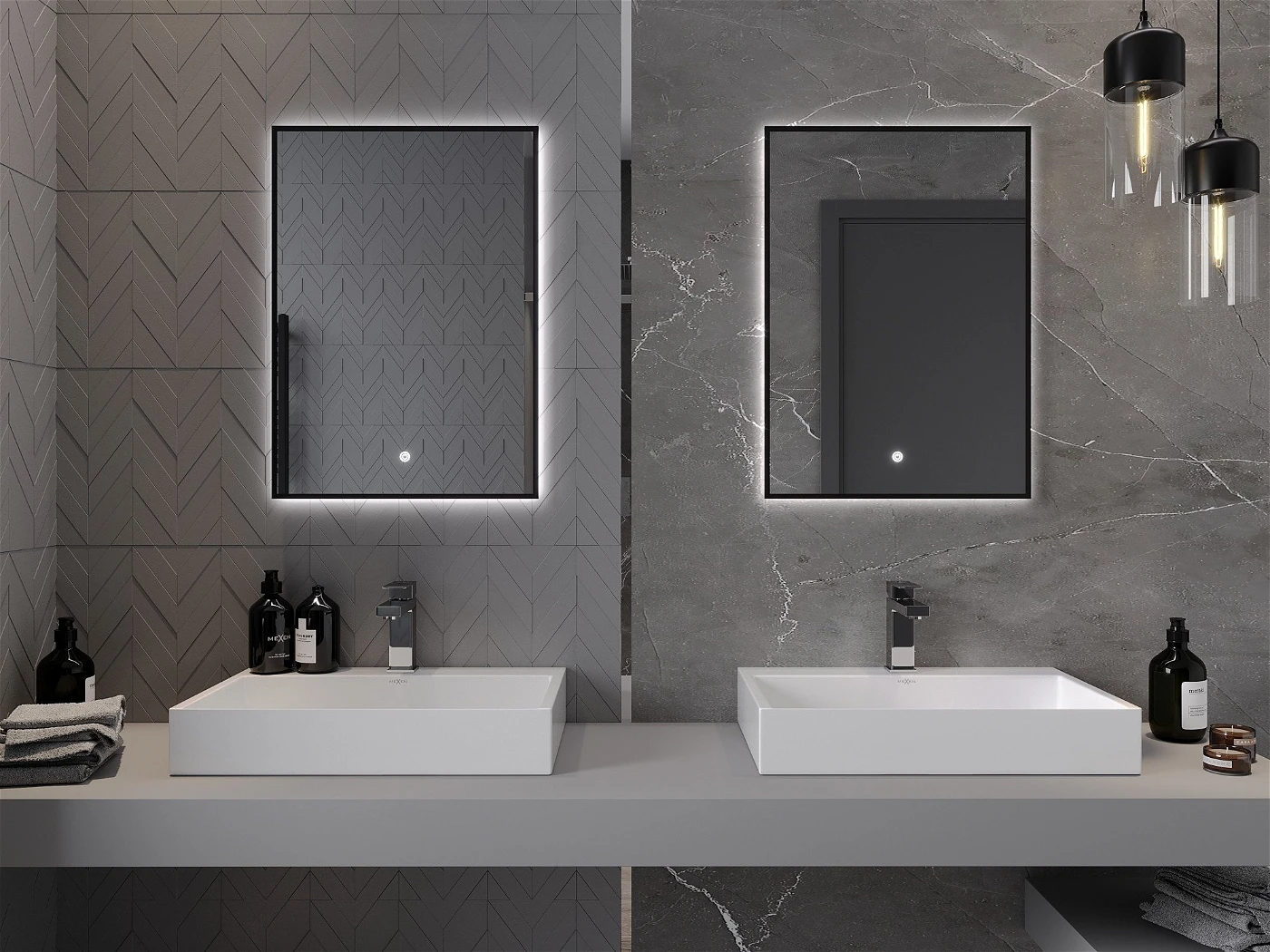 Vonios veidrodis Mexen Erma Black su LED apšvietimu ir šildymo kilimėliu, 50 x 70 cm - 4