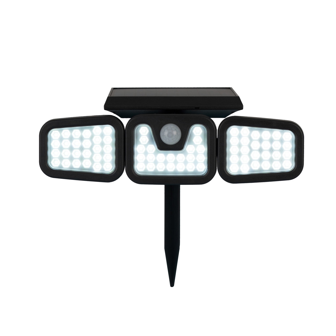 Įsmeigiamas LED lauko šviestuvas KAUFTEC, 74 LED, įkraunamas saulės energija, su judesio jutikliu-0