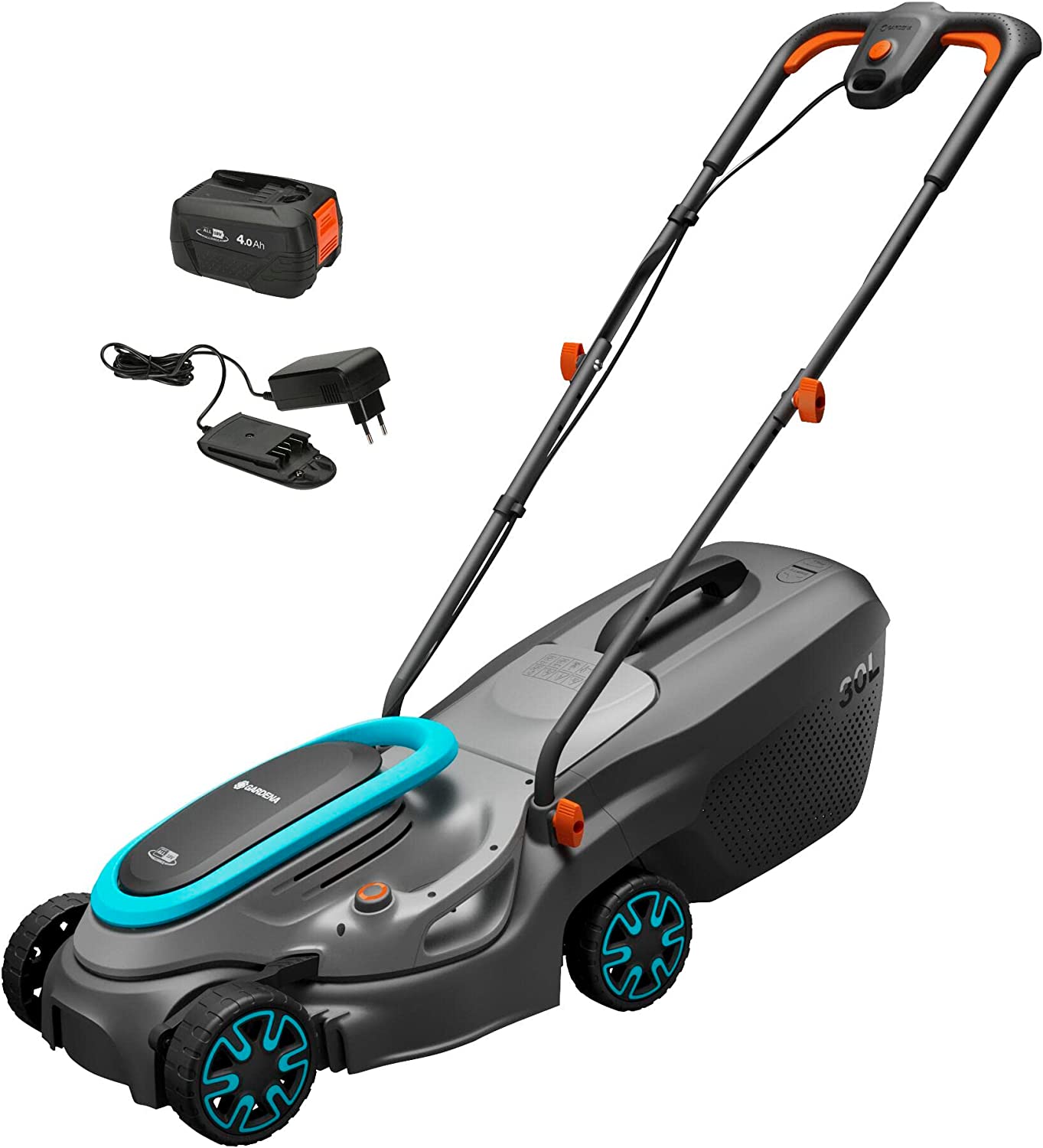 Akumuliatorinė vejapjovė Gardena PowerMax 32/18V P4A, 32 cm, su akumuliatoriumi ir įkrovikliu-0