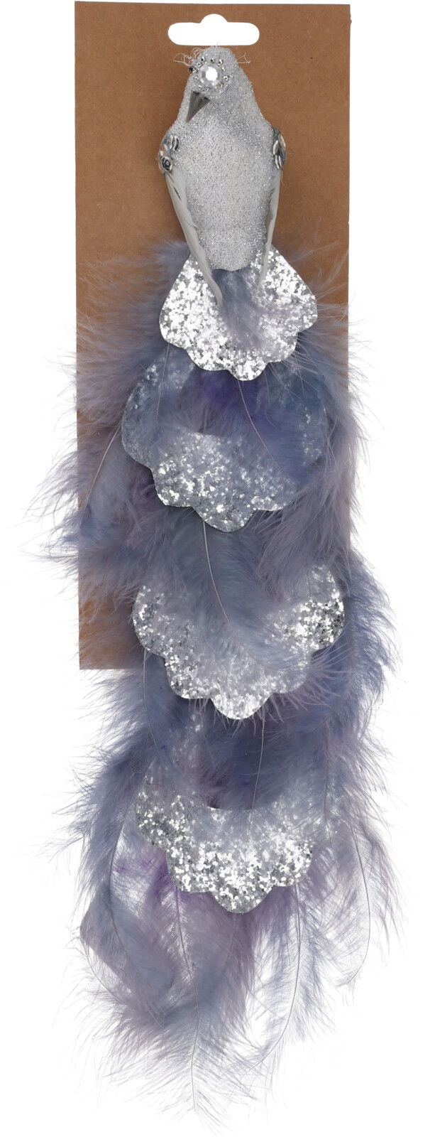 Įsegama kalėdinė dekoracija PEACOCK, violetinės spalvos, 2 rūšys, 34 cm, 1 vnt-1