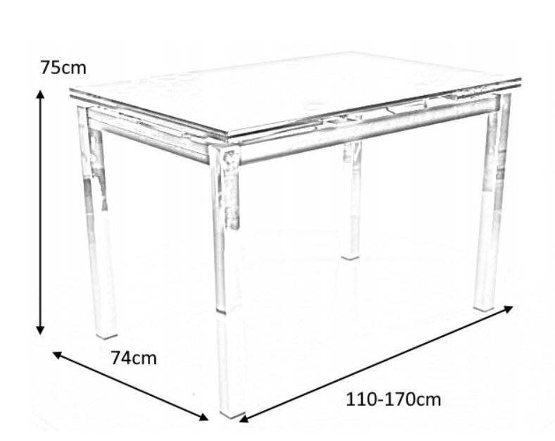 Valgomojo stalas GD017, 110(170) x 74 cm - 4