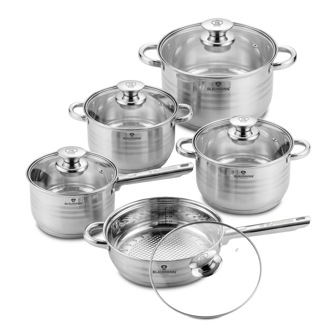 Nerūdijančio plieno puodų rinkinys BLAUMANN GOURMET, 10 dalių-0