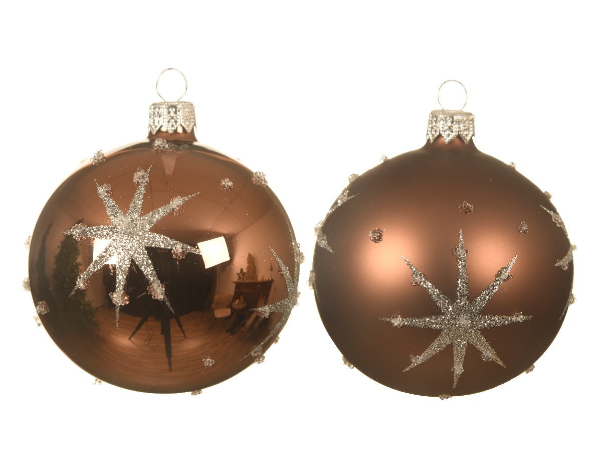 Kalėdinis eglės žaisliukas GLASS STAR WALLNUT , rudos sp., 2 rūšių, 8 cm, 1 vnt.
