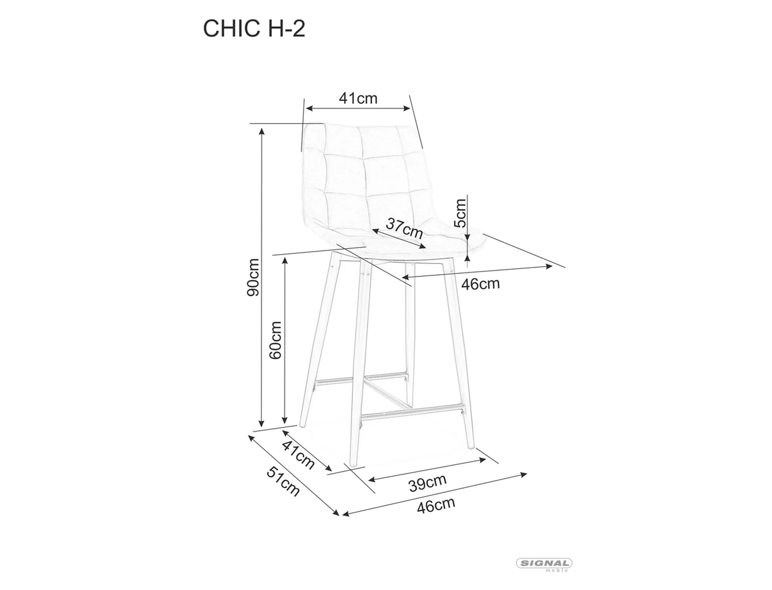 Baro kėdė CHIC H-2, pilka/juoda - 4