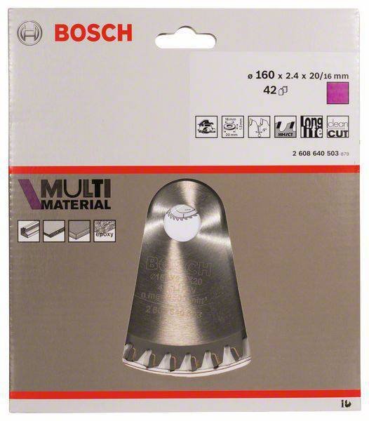 Pjovimo diskas BOSCH MULTI MATERIAL, 160 x 2,4 x 20/16 mm, 42 dantų, medžiui, aliuminiui, laminatui - 3