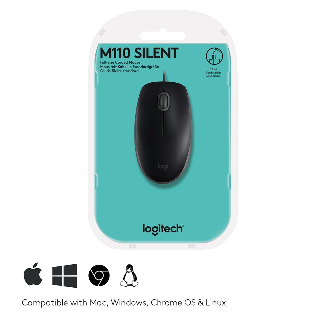 Kompiuterio pelė Logitech B110 Silent, juoda - 7