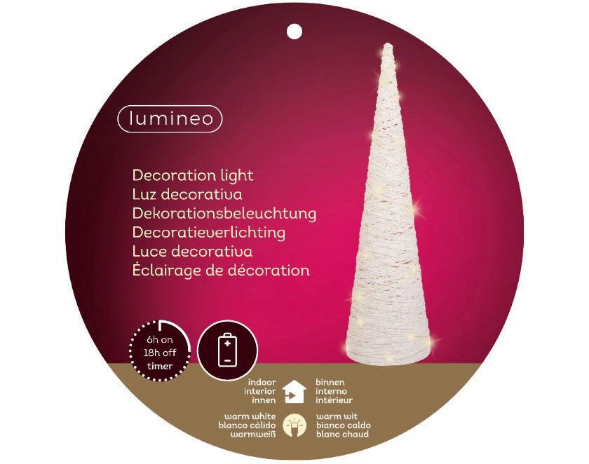 Elektrinė LED dekoracija LUMINEO Paper Cone, 30LED,šilt baltos sp.,3xAA(neįeina),15,5x58cm - 3
