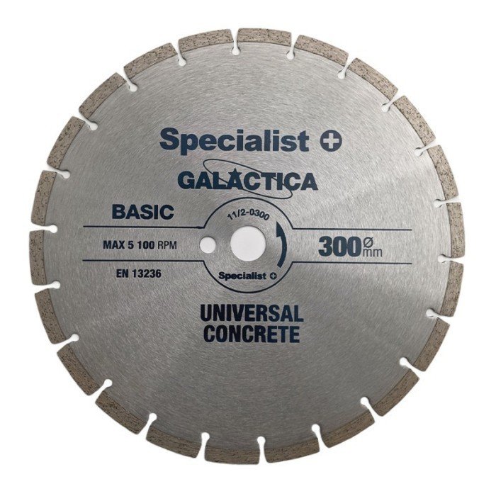 Deimantinis segmentinis pjovimo diskas SPECIALIST+ Galactica, 300 x 10 x 25,4 mm, plytoms, betonui