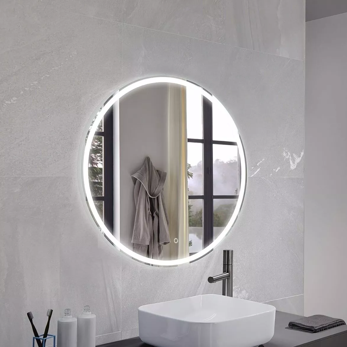 Vonios veidrodis FOCCO MIA ROUND, 80 cm, LED 3000-600K, su dimeriavimo, antirasojimo f-ja-1