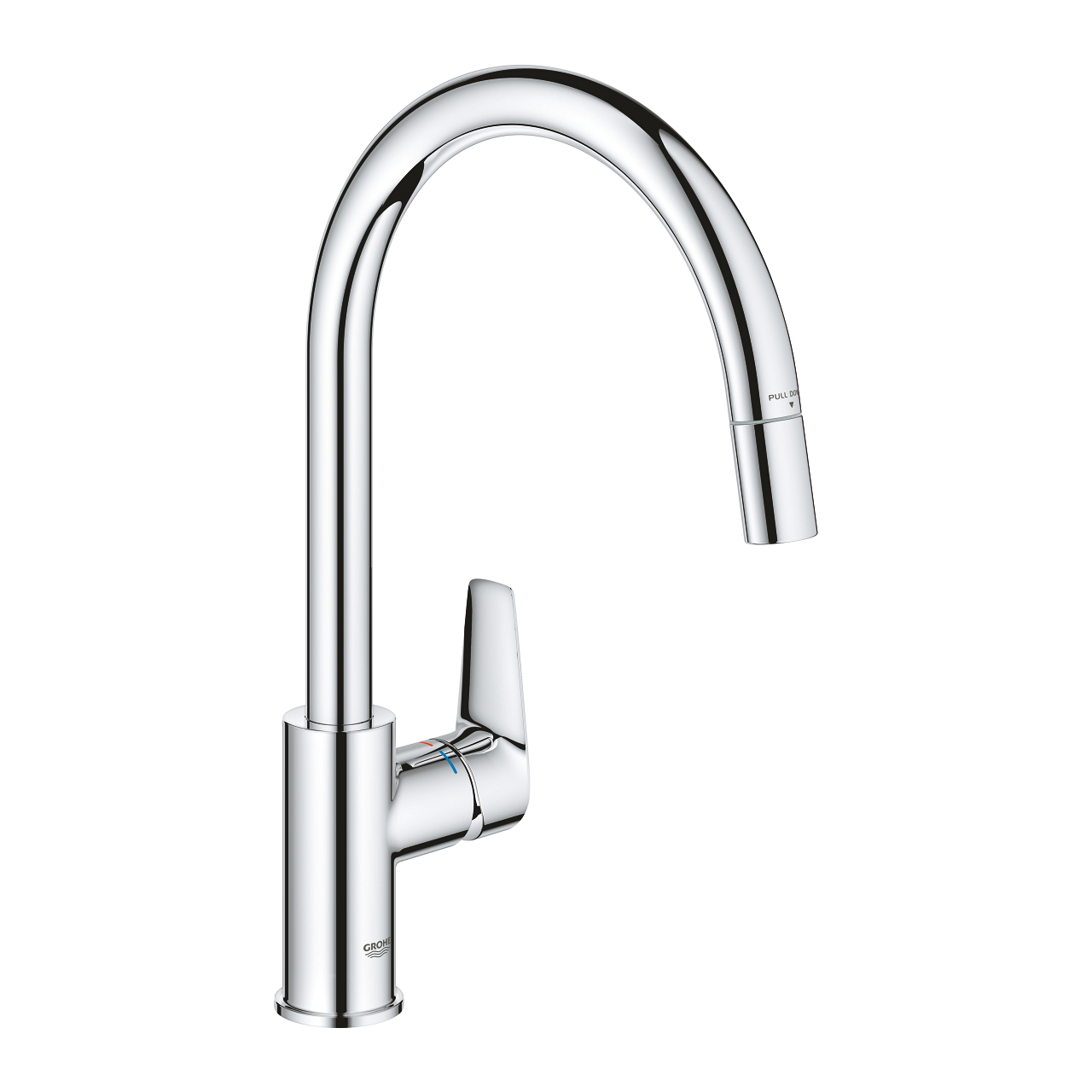 Plautuvės maišytuvas GROHE START EDGE, aukštas, ištrauk. dušelis, lenktu snapu, chromo sp.-0