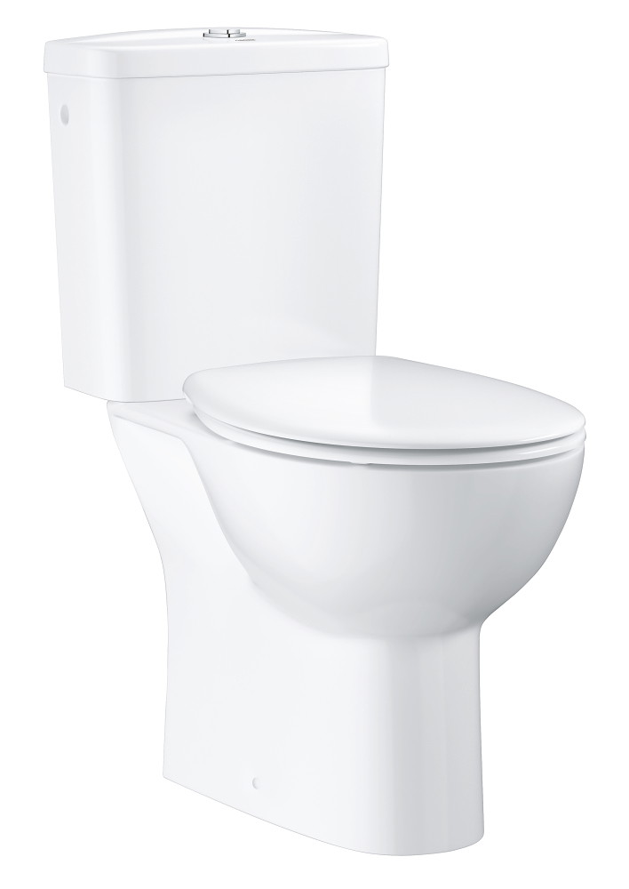 Unitazo komplektas GROHE BAU RIMLESS, horizontalus išv., su lėtai nusileidžiančiu dangčiu-0