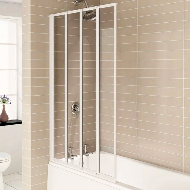 Vonios sienelė AQUALUX 4 Fold Bath Screen, White - 1