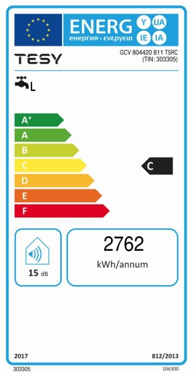 Kombinuotas vandens šildytuvas TESY GCVS80, 80 l, 2 kW-1
