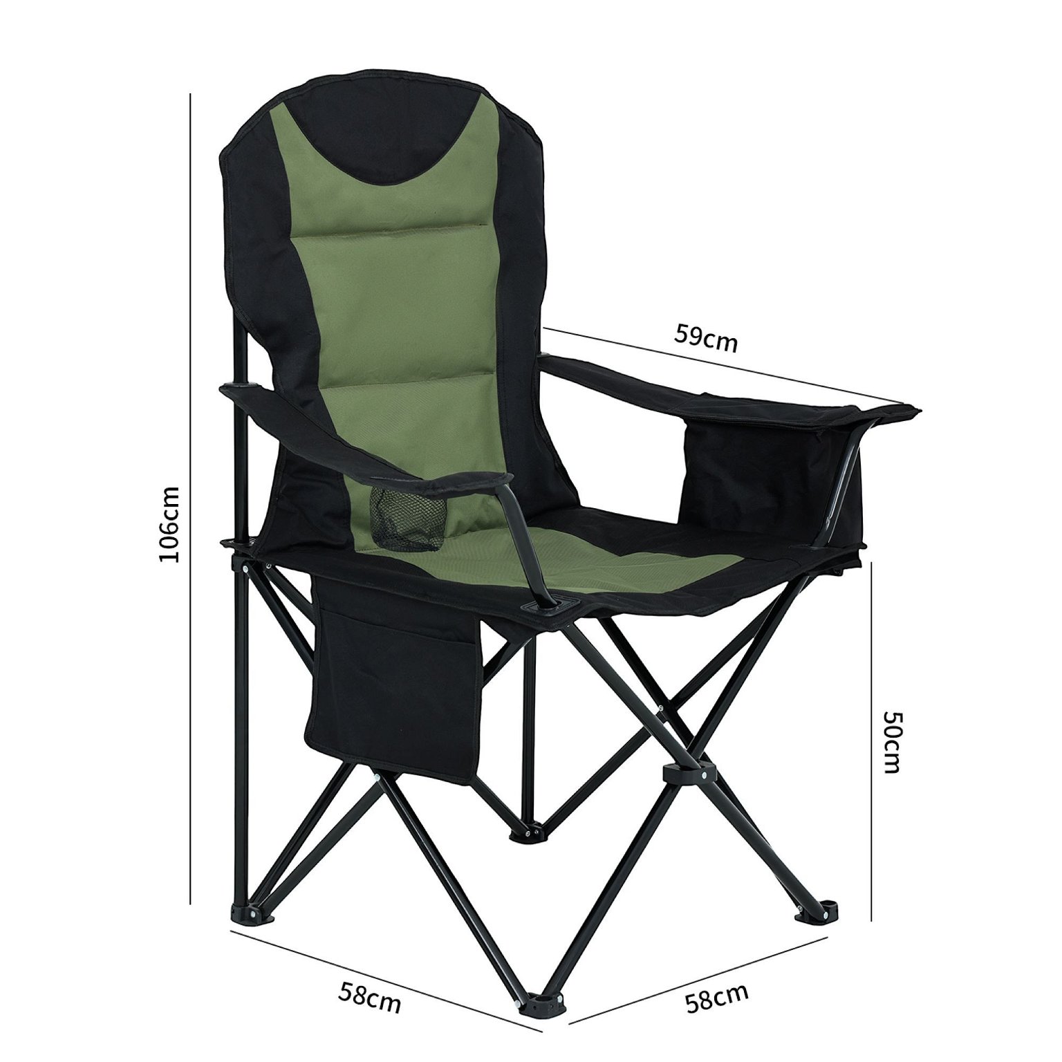Turistinė kėdė FOTYN, juoda/žalia-2