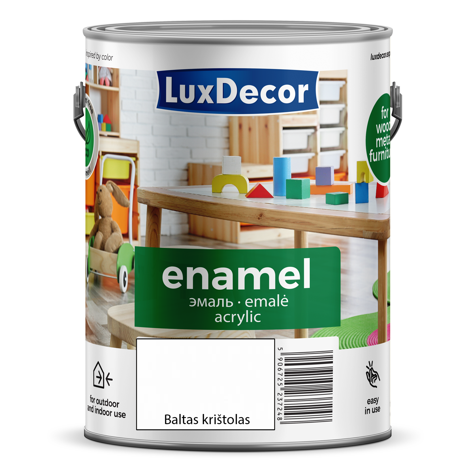 Emaliniai dažai LUXDECOR, blizgus, balto krištolo sp., 2,2 l-0