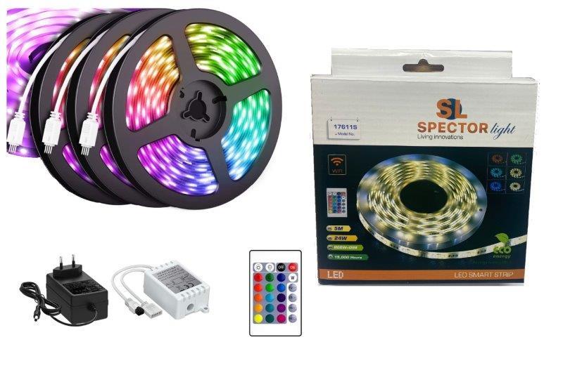 LED juostos rinkinys SPECTOR LIGHT, 24W, RGB+W, dimeriuojamas, Smart Wi-Fi + pultelis, 5 m, 60 LED/m-0