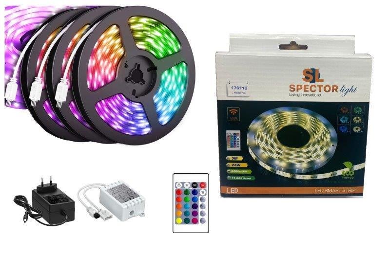 LED juostos rinkinys SPECTOR LIGHT, 24W, RGB+W, dimeriuojamas, Smart Wi-Fi + pultelis, 5 m, 60 LED/m