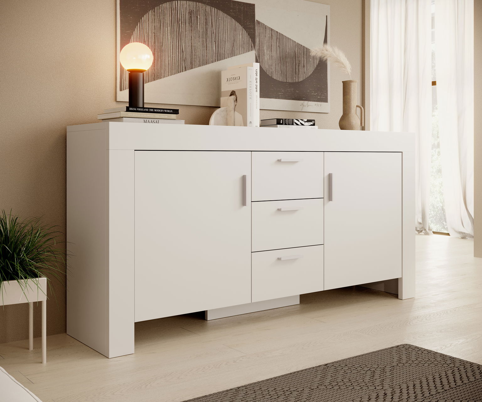Komoda CESIRO 3SZ2D, balta - 1