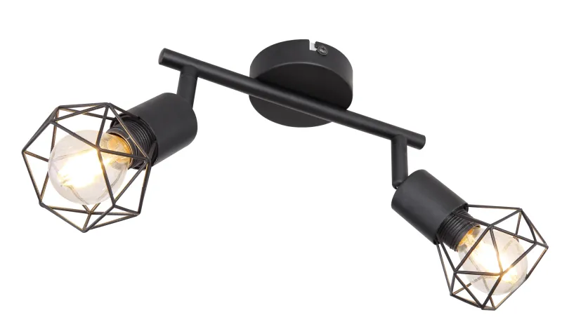 Taškinis šviestuvas GLOBO XARA, 2xE14 max 2x40W, metalinis, juodos sp. 8x18x22cm-0