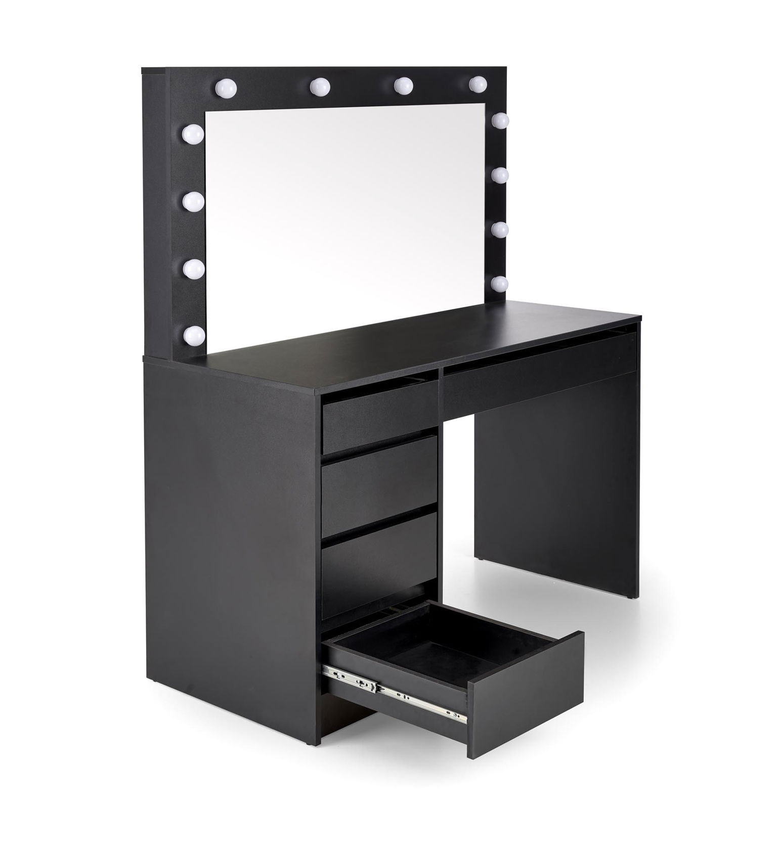 Kosmetinis staliukas HOLLYWOOD XL su veidrodžiu, juodas - 6