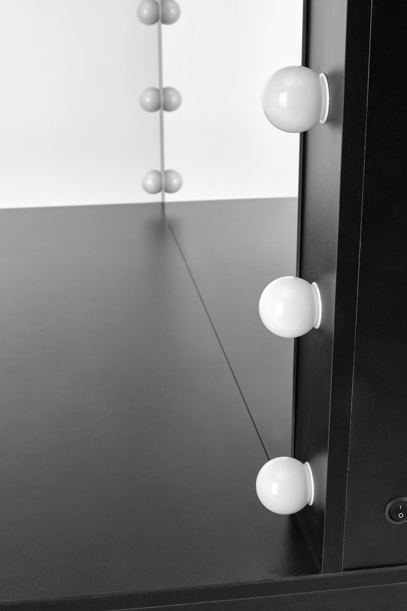 Kosmetinis staliukas HOLLYWOOD XL su veidrodžiu, juodas - 8