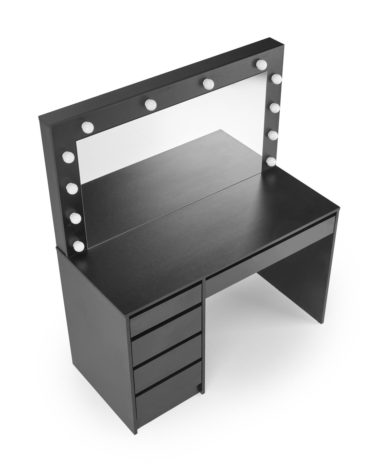 Kosmetinis staliukas HOLLYWOOD XL su veidrodžiu, juodas-1