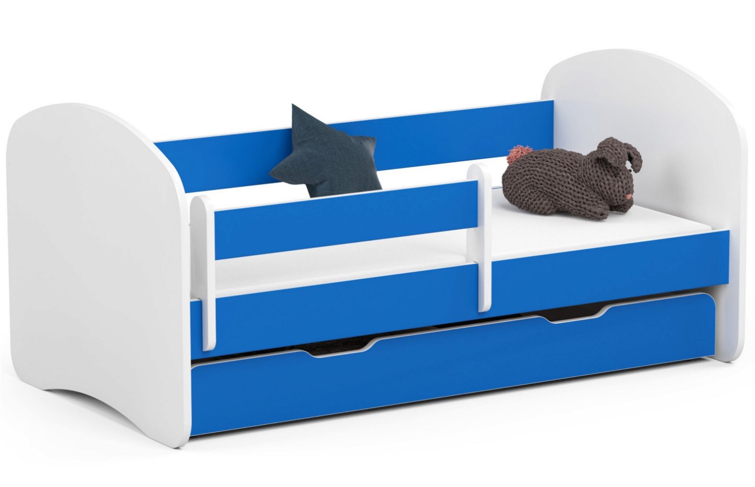 Vaikiška lova su čiužiniu SMILE, 140x70 cm, mėlyna - 1