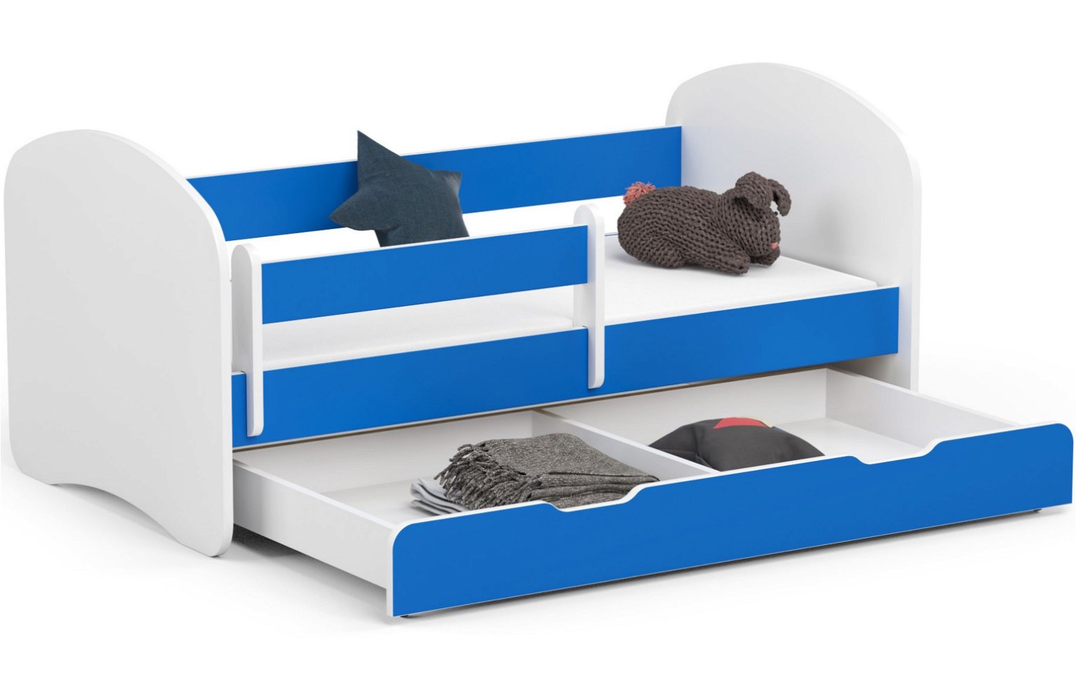 Vaikiška lova su čiužiniu SMILE, 140x70 cm, mėlyna - 2