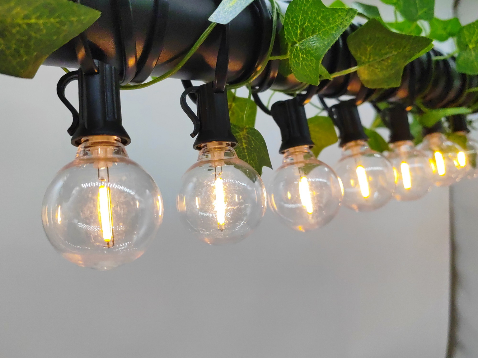 El. lauko girlianda PARTY BULBS FILAMENT, IP44, G45, 30 LED, šiltai baltos sp., 14,5 m - 3