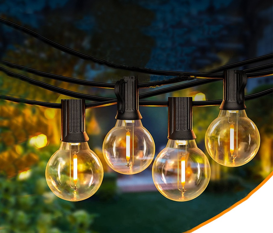 El. lauko girlianda PARTY BULBS FILAMENT, IP44, G45, 30 LED, šiltai baltos sp., 14,5 m - 6