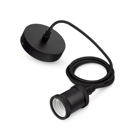 Pakabinamas vintažinis LED lemputės laikiklis PHILIPS CORD MODERN, 1 x E27, juodos sp.