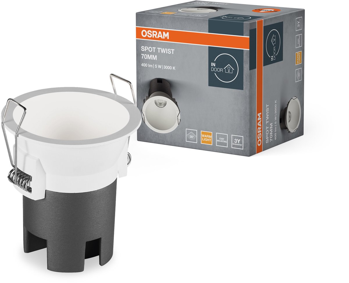 Įleidžiamas LED šviestuvas OSRAM SPOT TWIST, IP20 5W 3000K 400lm, baltos sp., ø7cm-1