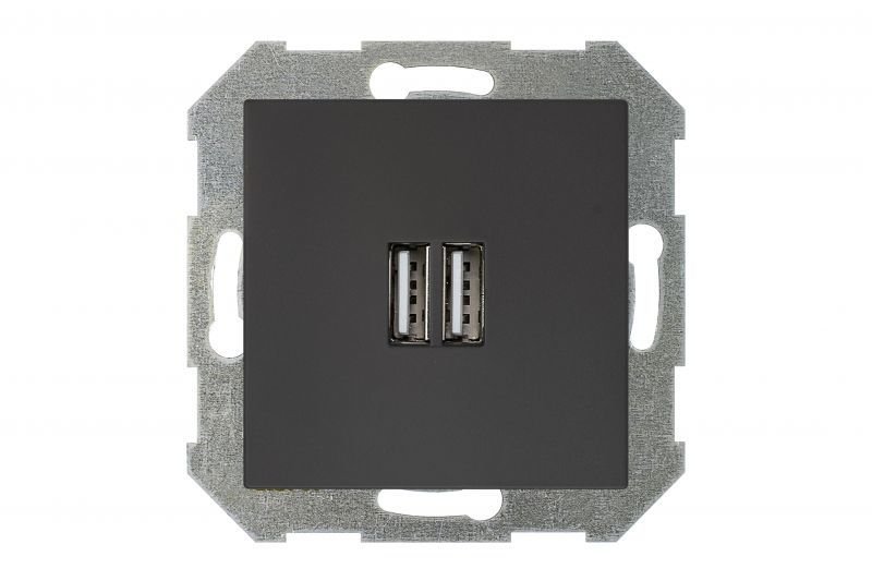 USB kroviklis Liregus RETRO 2 lizdų, juoda/matinė sp. - 2