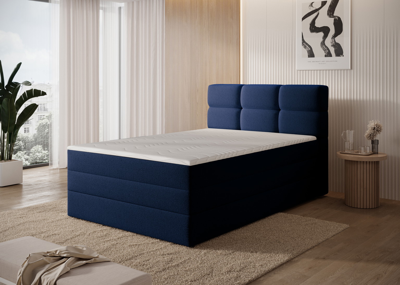 Lova su čiužiniu Kasped 140x200, tamsiai mėlyna - 5