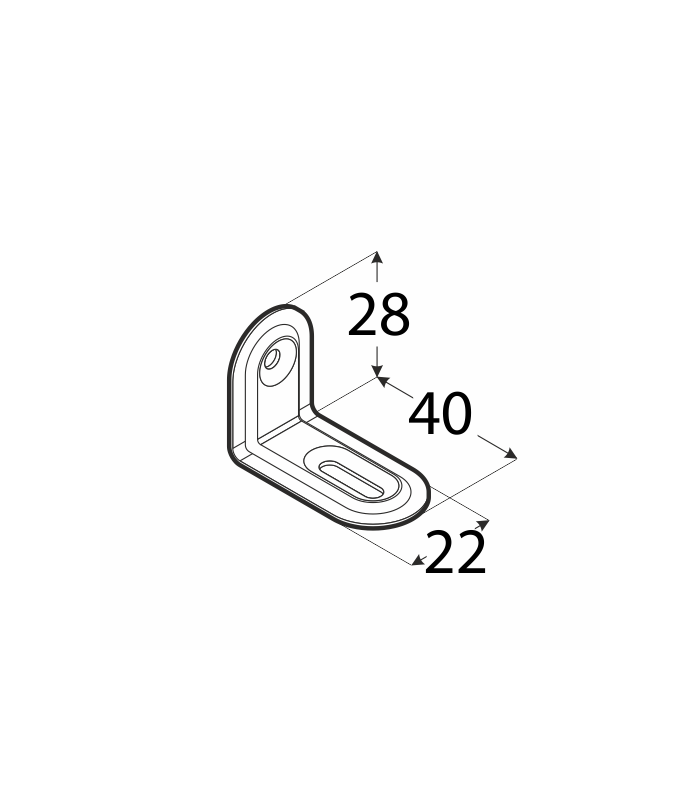 Montavimo kampas, 40x28x22x1,0mm, baltas-1