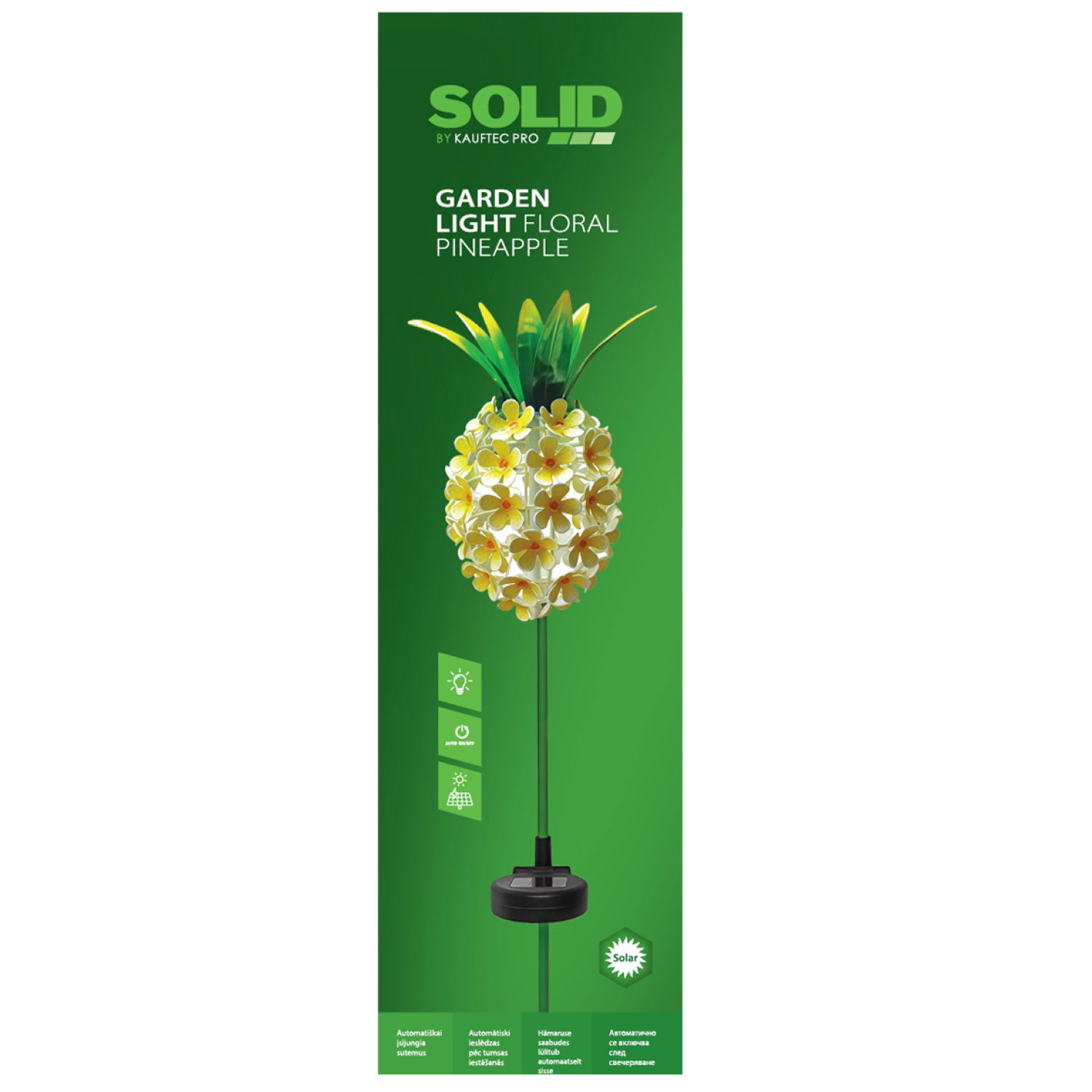 Įsmeigiamas LED lauko šviestuvas KAUFTEC SOLID ANANASAS, įkraunamas saulės energija, 31 LED, 12x43cm-0