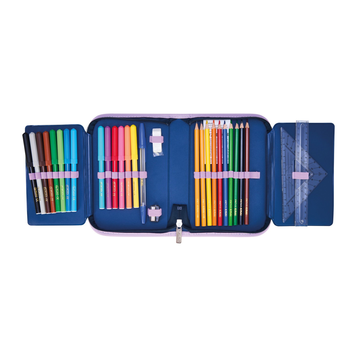 Penalas Herlitz Unicorn Dreams mokyklinėmis priemonėmis-1