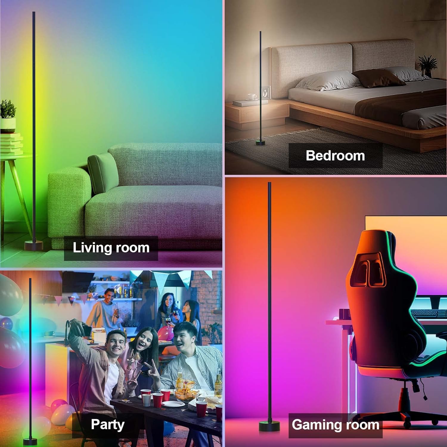 Išmanusis LED toršeras G.LUX GD-RAINBOW-F, 12W, RGB, 960lm, DIM, juodos sp 141cm, su pultu - 4