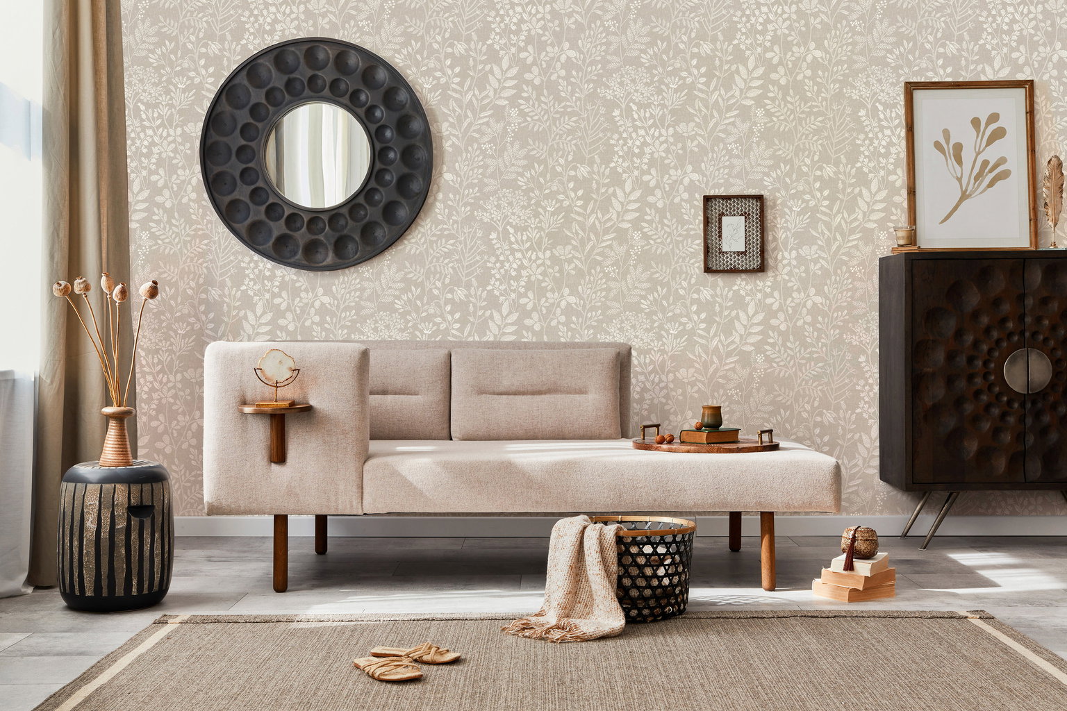 Viniliniai tapetai flizelino pagrindu GRANDECO Stitched Organic 205002, 0,53 x 10,05 m-1