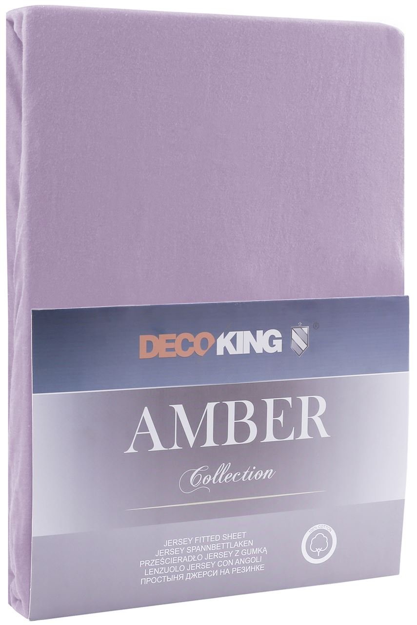 Jersey paklodė su guma Decoking AMBER Lilac, 120x200 cm