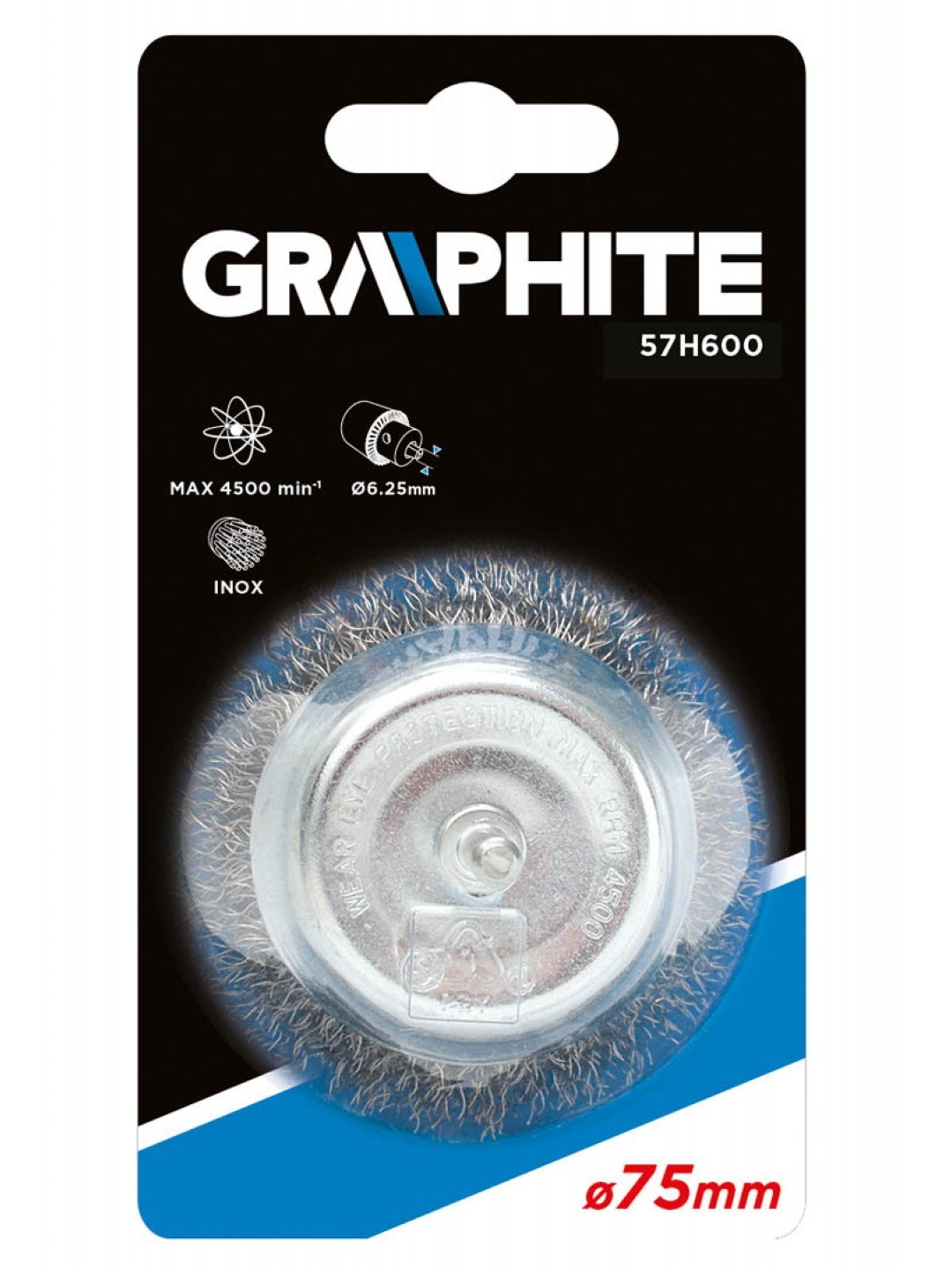 Plieninis šlifavimo šepetys GRAPHITE, 75 mm, kūginis, nerūdijantis plienas - 2
