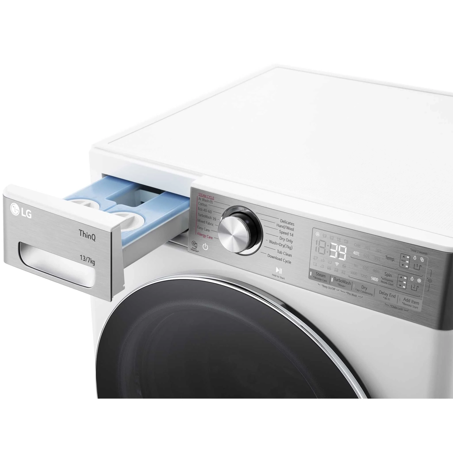 Skalbyklė - džiovyklė LG F4DR913P3WA, 13/7 kg - 3
