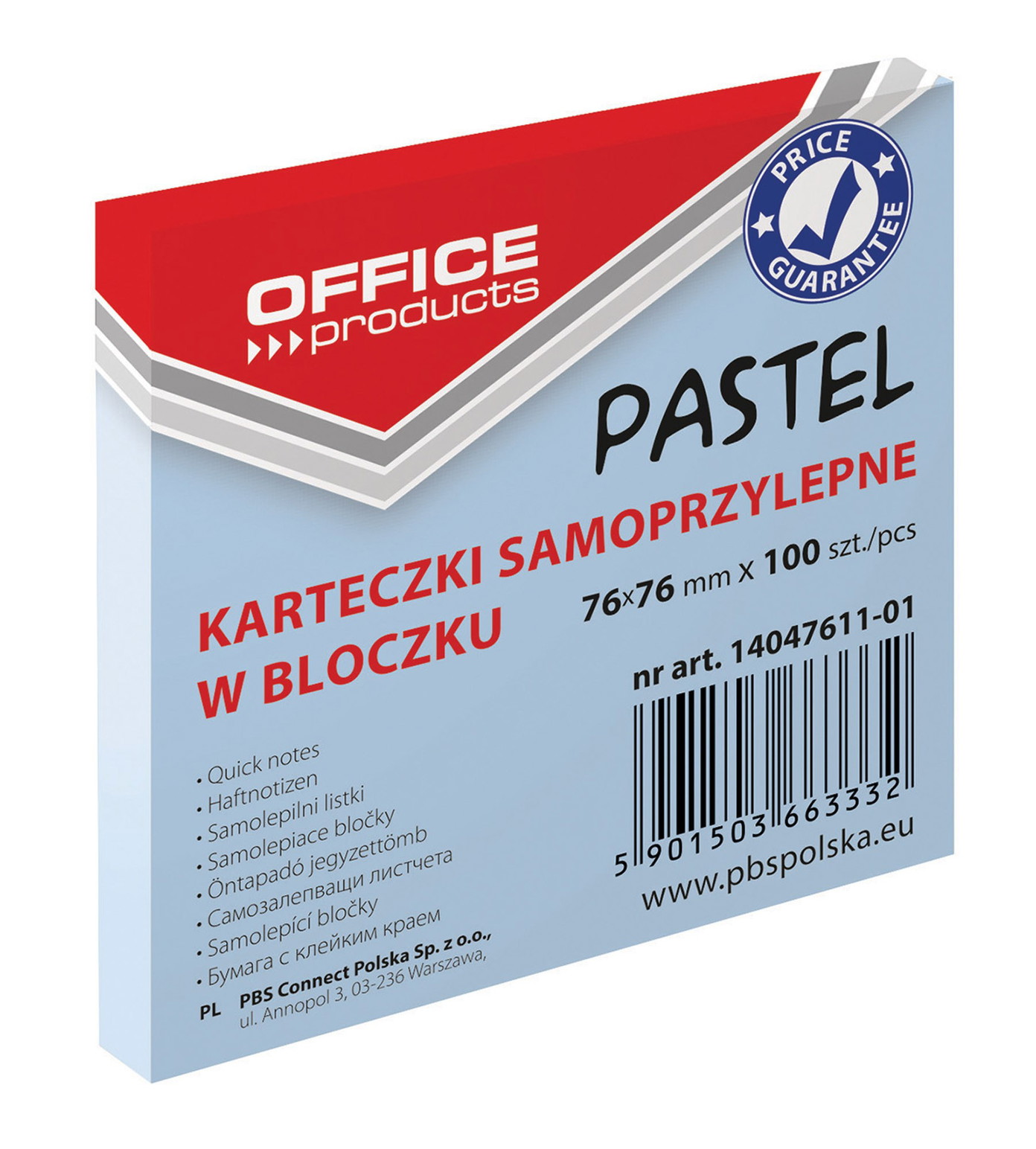 Lipnūs lapeliai Office Products, 76x76mm, 100 vnt, melsvi-0