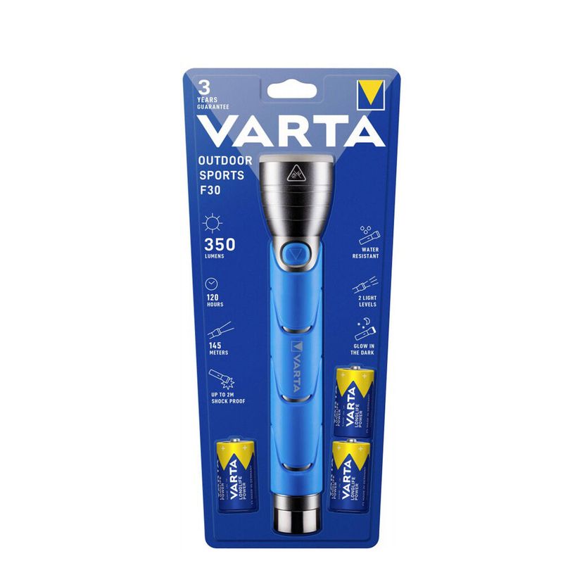 LED žibintuvėlis VARTA, 5W, 310 lm, elementai 3xC (įeina), atstumas iki 141 m, mėlynos spalvos-0
